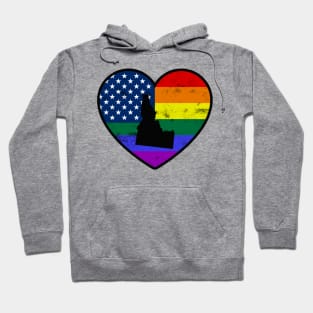 Idaho United States Gay Pride Flag Heart Hoodie